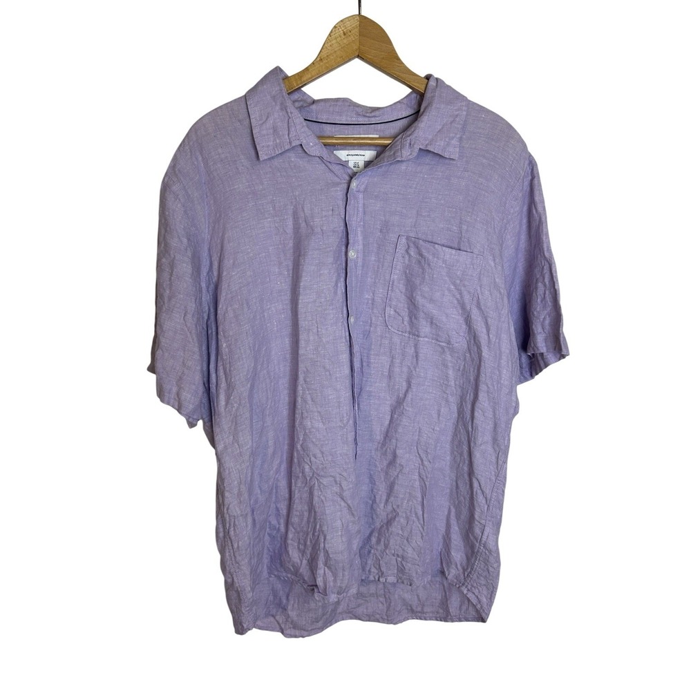 amazon essentials Men‎ Linen Slim Button Down Shirt Size XL Lavander Breathable